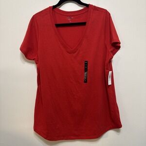 Torrid Girlfriend Signature Jersey V-Neck Tee Sz 1 /14-16/ 1X / Red NWT